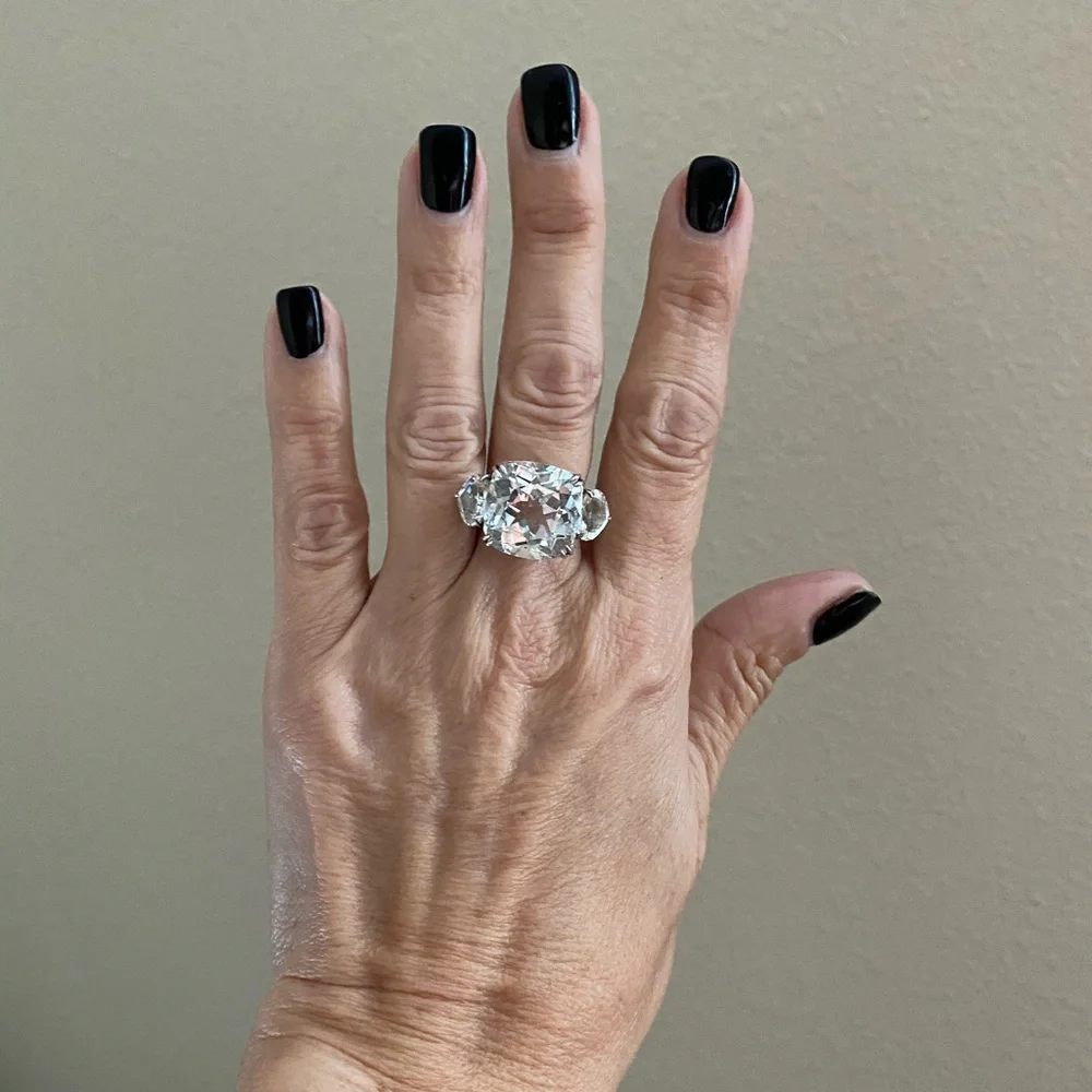 John Hardy Silver-Tone Ring with Clear Stones - Picture 8 of 8